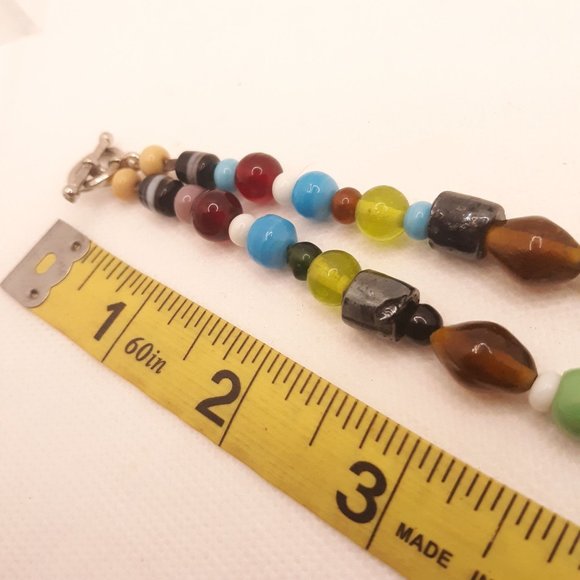Multi Color Art Glass Bead Necklace - Picture 7 of 8